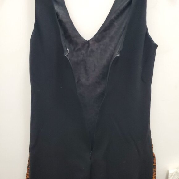 ASTR Brown Black Leopard V-Neck Sleeveless Bodycon Sexy Pin Up Wiggle Dress Sz M - Picture 5 of 6